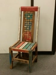 colorful braided-back wooden chair